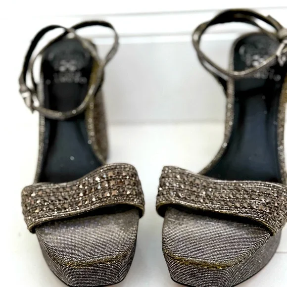 Vince Camuto Silver Heels with Embellished Strap - Picture 4 of 16